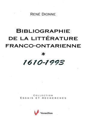 cover image of Bibliographie de la littérature franco-ontarienne